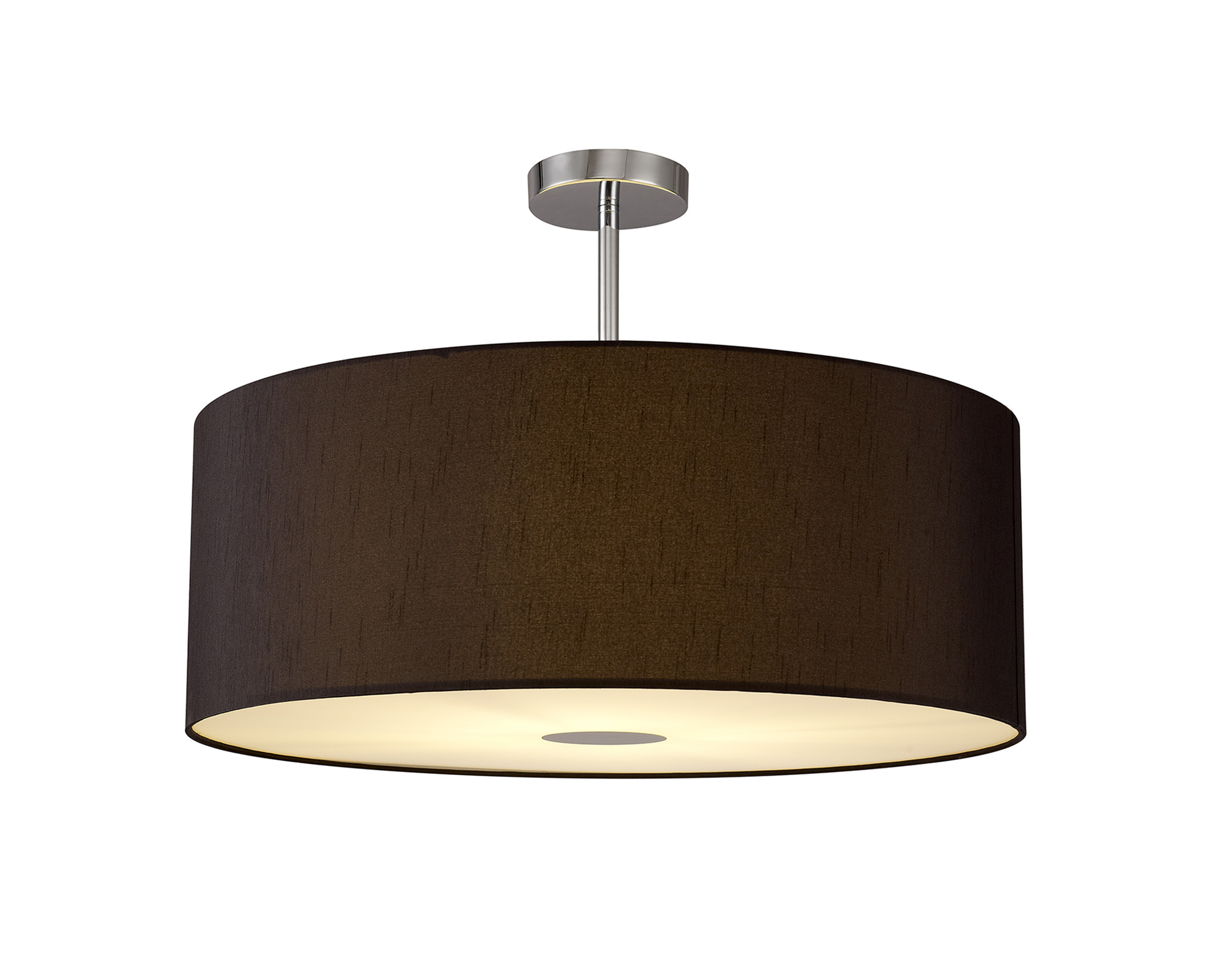 DK0117  Baymont 60cm Semi Flush 1 Light Polished Chrome, Black, Frosted Diffuser